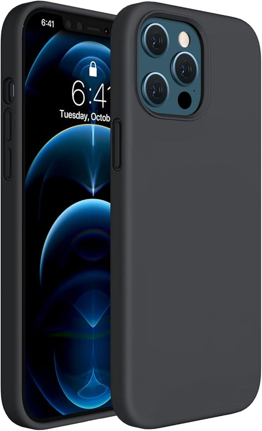 Miracase Compatible with iPhone 12 Pro Max Case, [Soft Anti-Scratch Microfiber Lining], Liquid Silicone Case Gel Rubber Shockproof Drop Protection Phone Case for 12 Pro Max, Black