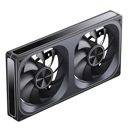 JONSBO ZA-240B PC Case Fan,All(2)-in-One,Single Frame Unit with 2x120mm ARGB Fans,PWM,3Pin ARGB, Silent Computer with 4-Sides Infinity Mirror Fan 2400RPM,Aluminum Nameplate,28mm Thick Black