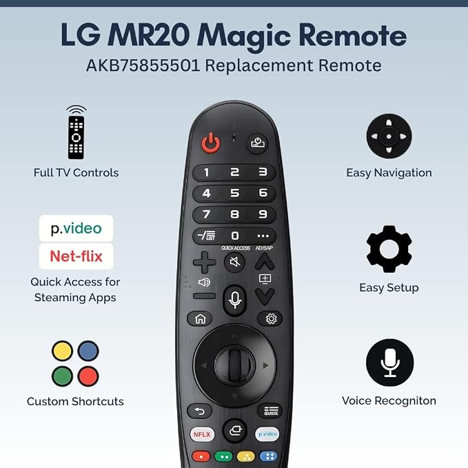 AKB75855501 LG Magic Remote Control Replacement - Easy Setup, Voice Control, Shortcut Keys - Works with LG OLED, NanoCell, UHD, ThinQ & WebOS TVs (MR20GA MR21GA MR22GN MR23GN MR24GN)