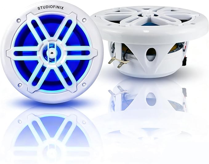 STUDIOFINIX 5.25 Inch 500W Marine Speakers with LED Lights -2 Way Weather Resistant Boat Speakers Perfect for Boats, ATVs, UTVs （Pair,White）