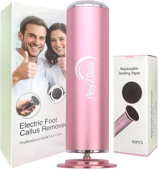 HayZBao FSA&HSA Electric Foot Callus Remover - Callus Remover for Feet,Professional Pedicure Tool for Dead Skin,Electric Foot File with 60 Pcs Sandpaper Discs - Pink