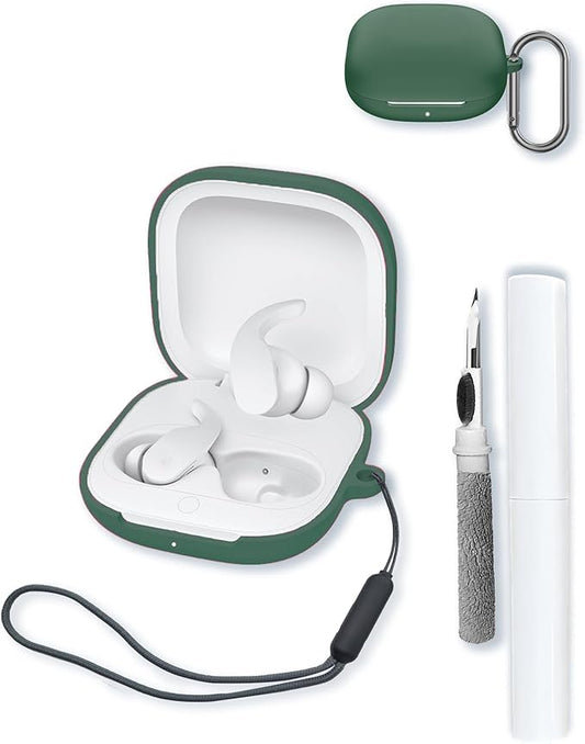 Case for Beats Fit Pro True Wireless Noise Cancelling Earbuds,Soft Protective,BOVUGAC Silicone Case Cover with Keychain & Cleaning Kit & Lanyard for Beats Fit Pro-Green