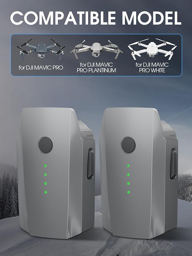 anegine Mavic Pro Battery 2 Pack, 3830mAh 11.4V Intelligent Flight Battery for DJI Mavic Pro, Platinum, Alpine White Drone