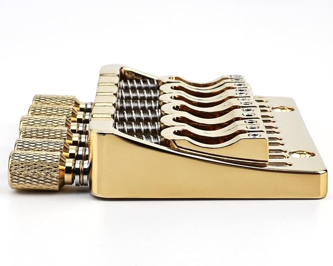 Zinc Alloy Headless Electric guitar Bridge，6 String Fixed Bridge - String Spacing 10.5mm(13/32")，Fits for 6-String Headless Electric Guitar Replacement Parts（Gold）