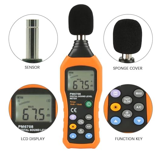 Decibel Meter Sound Level Reader, MS6708 Portable Digital LCD Noise Level Meter Tester Measurement Range 30-130 dBA A/C Mode Accuracy: ±1.5dB