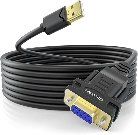 12ft USB to Serial Adapter,USB to RS232 DB9 Female Serial Cable with FT232 Chipset Supports Windows 11 10 8 7 Mac Linux