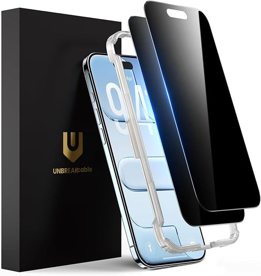 UNBREAKcable Privacy Screen Protector for iPhone Air, Shatterproof Tempered Glass [True 28°Anti Spy] [9H Hardness] [Easy Installation Frame] Private Protector for iPhone 6.5inch-2 Pack