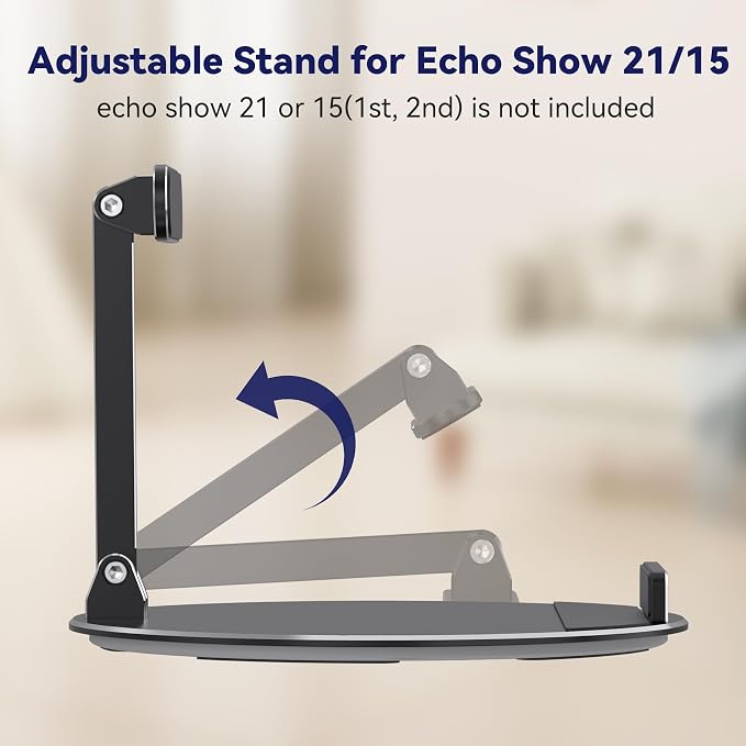 Adjustable Stand for Echo Show 15 (1st, 2nd Gen) and Show 21, Rotatable and Tiltable, Foldable Alexa Show 15 Table Stand, Aluminum Echo Show 15 Desk Holder