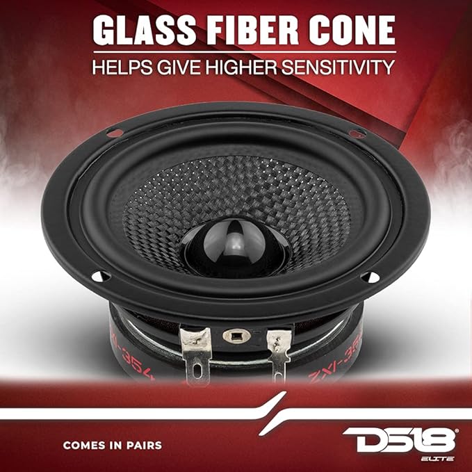 DS18 ZXI-354 3.5" Full Range Car Audio Speaker with Kevlar Cone 120 Watts 4 Ohm (2 Speakers), Black