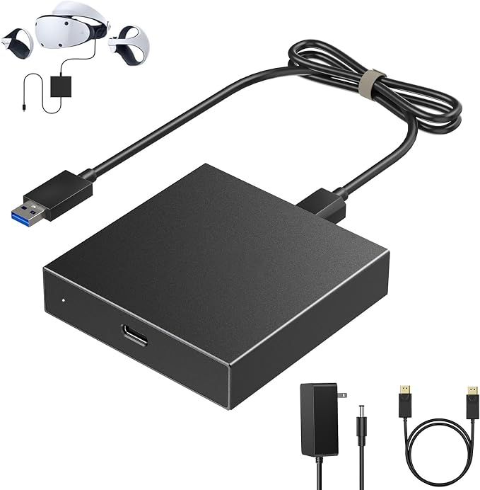 PC Adapter for VR2 Headset — Designed for VR2 Gaming with Windows PC, Compatible with Steam, Stable Signal Conversion, Expand VR Game Library, Durable Aluminum Alloy Housing
