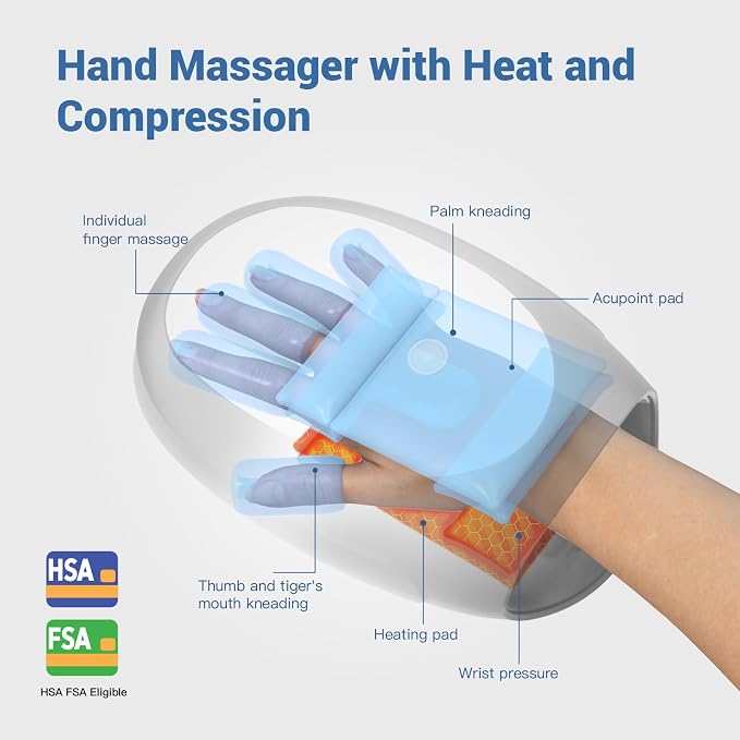Hand Massager with Heat and Compression,Hand & Wrist Massager for Arthritis and Carpal Tunnel Pain Relief
