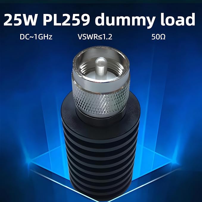 BECEN 25 Watt PL259 Dummy Load - 25W UHF DC to 1.0Ghz 50 ohm Termination Load for Ham Radio Lower VSWR (25 Watt)