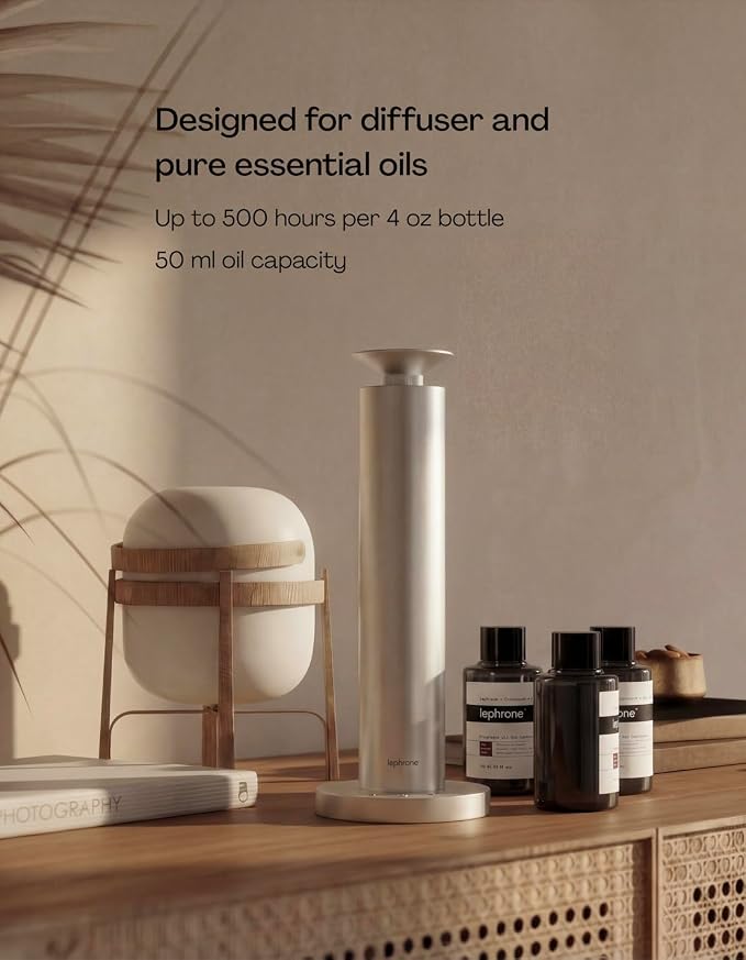 Waterless Essential Oil Diffuser with Smart App | Nebulizer, Aroma Diffuser, Fragrance, Scent Air Machine, 50 ml, Remote, Cold Air Diffuser, Aromatherapy for Home Scenting, Portable