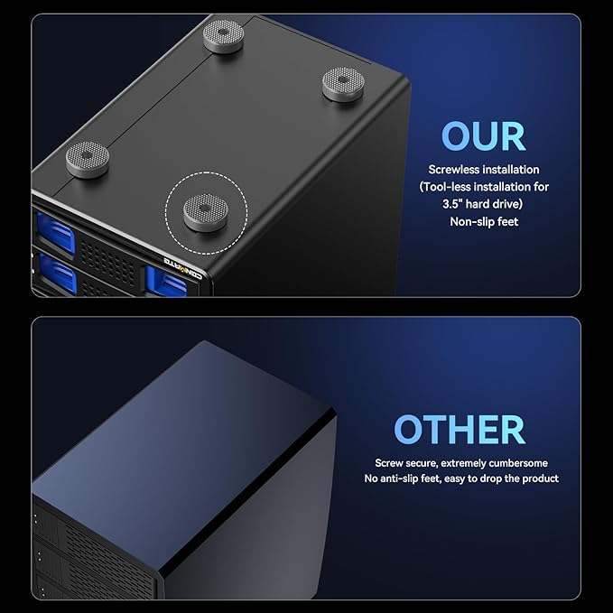 CENMATE Aluminum 8 Bay 10Gbps Hard Drive Enclosure with Cooling Fan for 2.5“/3.5" SATA HDD/SSD with USB A/C 3.2 Gen 2, Support Hot Swappable, Tool-Free HDD Enclosure, DAS(NO RAID/NAS)