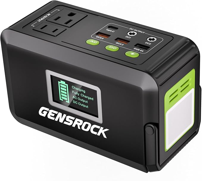 GENSROCK Portable Power Station 120W(220W Peak), 88Wh Camping Solar Generator, Lithium Battery Power Bank with 2 110V AC Outlet, QC 3.0, Type-C, LED Flashlight for CPAP Home Camping Travel Emergency