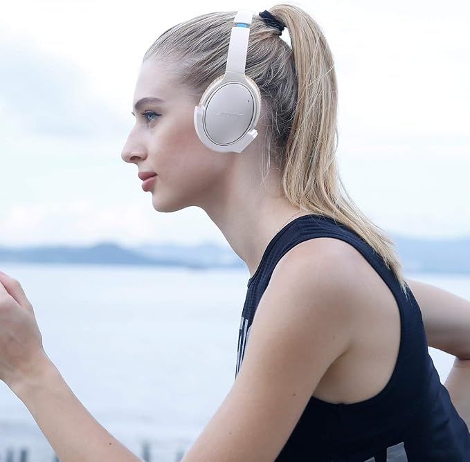 Upgraded aptX Wireless Bluetooth Adapter for Bose QuietComfort QC 25 with Mic/Volume Control, White
