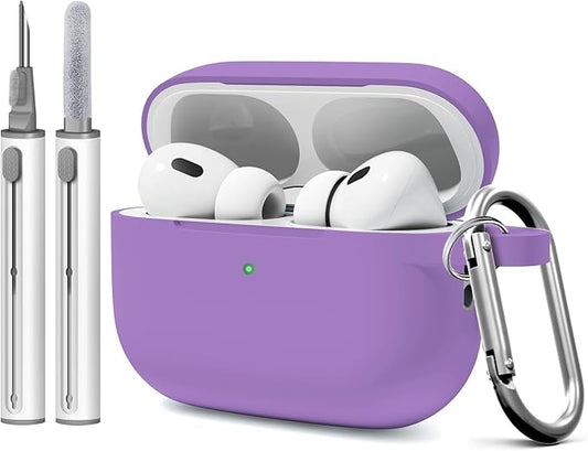 for AirPods Pro 2 Case with Cleaner Kit, Compatible with Airpods Pro 2nd/1st Generation Case (USB-C Cable) with Keychain for Women and Men,Purple