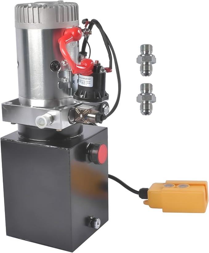 4 Quart Hydraulic Power Unit 1.6kW Power, 12V DC Single Acting Hydraulic Pump, 3200 PSI Max Pressure, for Dump Trailers, Car Lifts, DIY Hydraulic Systems, Steel (GC01) & Aluminium Alloy