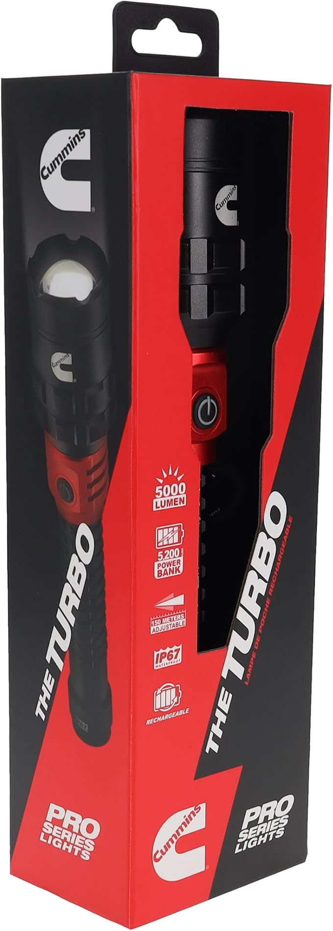 Cummins CMN35359 Pro Series 60W COB Rechargeable Flashlight High Lumen 5000 Lumen LED Multiple Light Modes Plus Power Bank