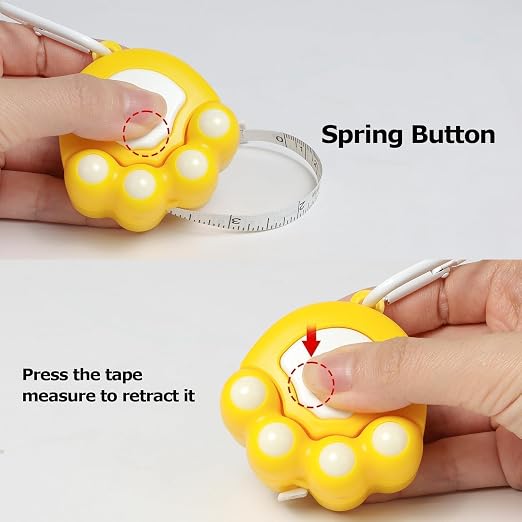 1 Pack White Cat Paw Shaped Retractable Tape Measure, 2M (79Inch) Dual-Sided Scale with Belt Clip, Measuring Tape for Body Measurements & DIY Crafts