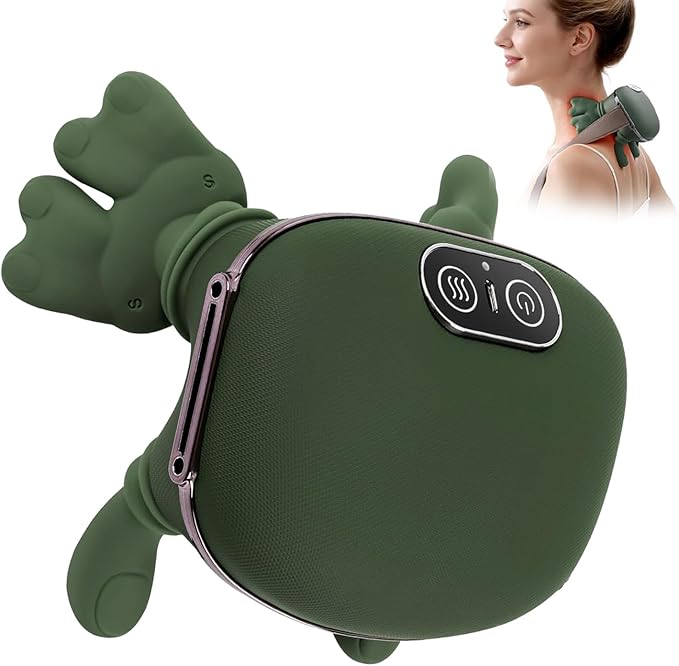 VIYAE DEESY Neck and Shoulder Massager - Electric Portable Deep Kneading with Heat, Rechargeable Wireless Wearable Cervical Massager, Adjustable Intensity for Pain Relief Home Office Travel Gift