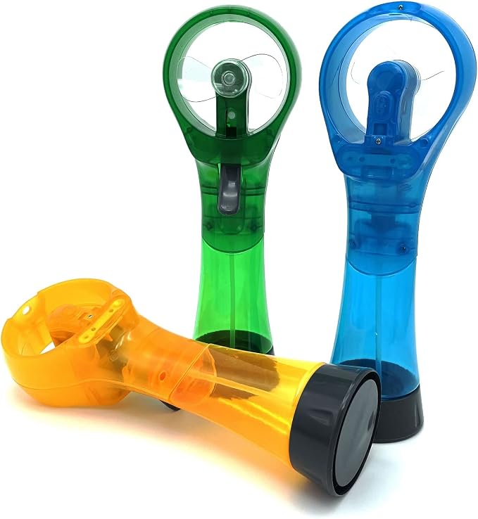 BJPEY Water Misting Fans Portable Personal Handheld Spray Fan Cooling Outdoor Cooler, Pack of 3 (Blue/Green/Yellow)