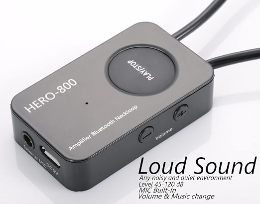 Loud Sound 45-100dB 35 inch Amplifier Bluetooth Neckloop Aids T-coil with CIC Spy Earpiece