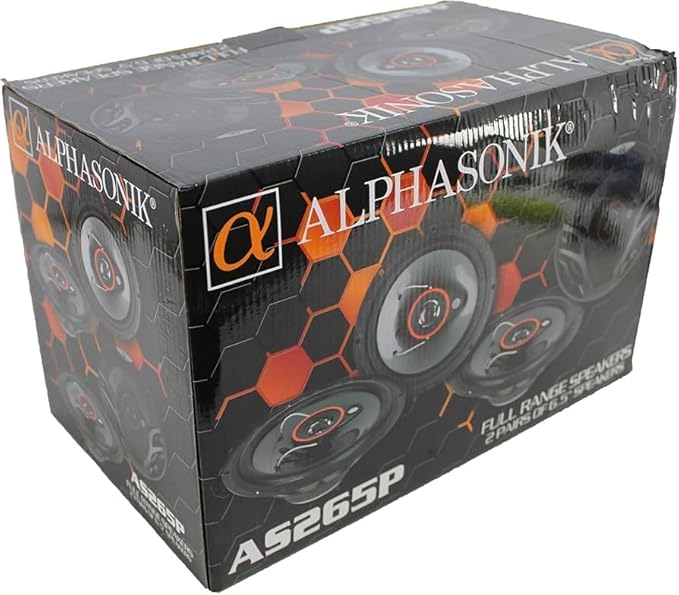 Alphasonik AS265P Loudspeakers 2 Pairs of 6.5" 350W Max 3-Way Speakers 4 Ohms Premium Quality Audio Door Speakers for Car or Truck Stereo Sound System