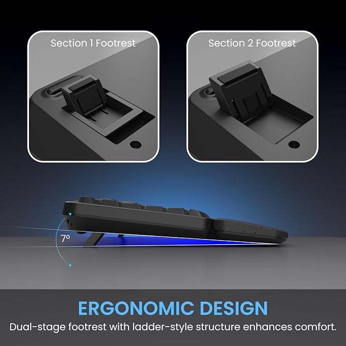 COLIKES Ergonomic Wireless Keyboard and Mouse Silent, Rechargeable Wave Keyboard with 15 Lighting RGB Backlit Effects, Soft Leather Wrist Rest, 3200 DPI Mouse for PC Computer Laptop Windows Mac