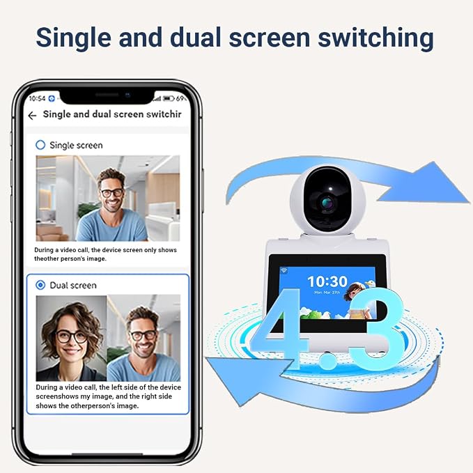 Indoor Home Security Camera,Dual-Band(5G/2.4G) Pet Dog Camera,Two Way Video Camera with 4.3" Screen,Nanny cam,Monitor for Baby/Elder/Nanny/Dog/pet with Phone App Dome Camera