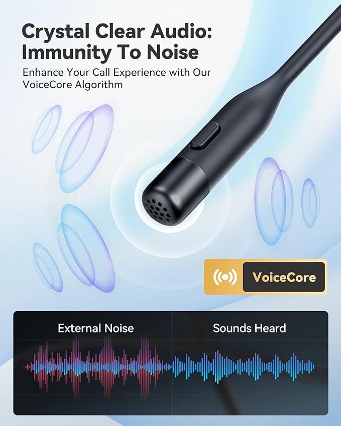EMEET AirFlow Open Ear Headphones with Mic, Bluetooth 5.3 Wireless Headsets with Detachable Microphone, ENC Noise Cancelling, Multipoint Pairing, Ultra Comfort, Wireless Earbuds for Work, home, office