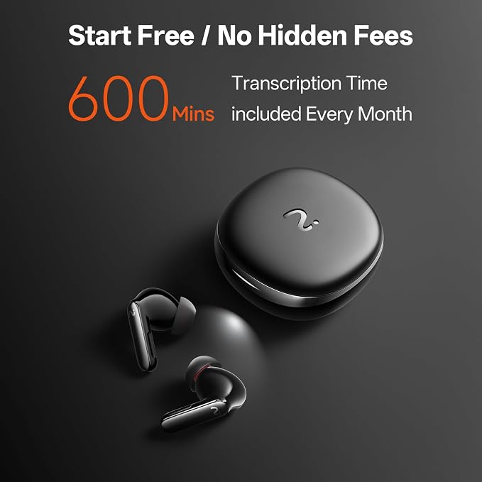 RecDot Voice Recorder Earbuds: Professional AI Note Taker for Meetings, Calls & Lectures. Transcribe & Summarize, 78 Languages, 48dB Hybrid ANC AI Assistant for Deep Work, AES-256 Secure, Black