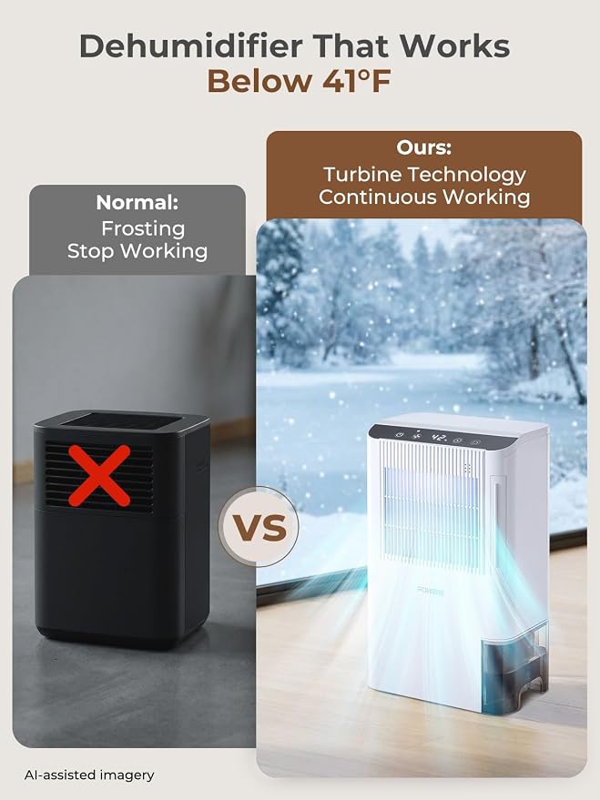 FOHERE Portable Dehumidifier for Home & RV, 85oz Water Tank & Drain Hose, Humidity Display, Sleep Mode, Auto Shut-Off, Compact Moisture Remover for Bathroom Bedroom Closet Laundry Room