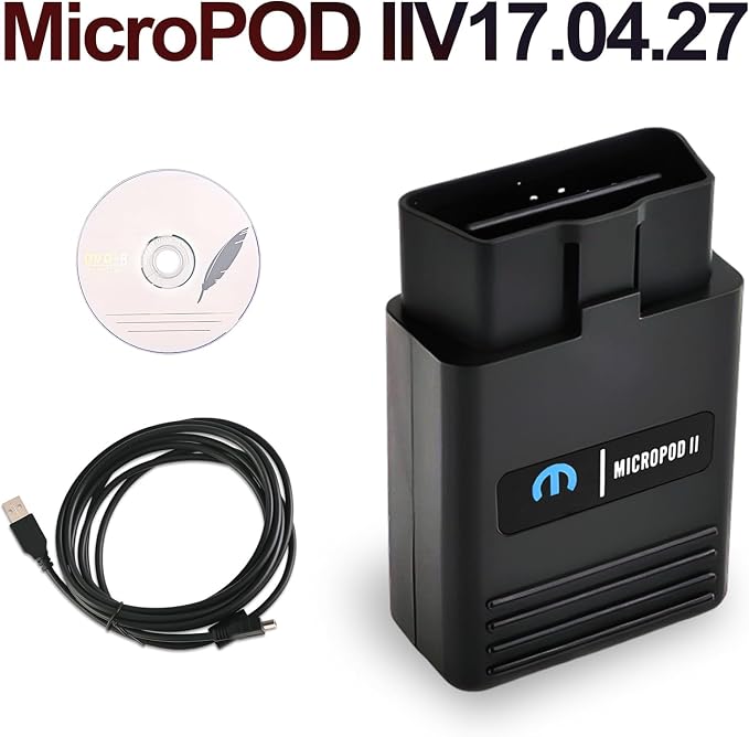MicroPOD II V17.04.27 Professional Diagnostic Programming Scanner Tool for Chrysler Dodge Jeep Fiat Up to 2016 with DRBIII, Multi-Language, Offline OBD2 Support