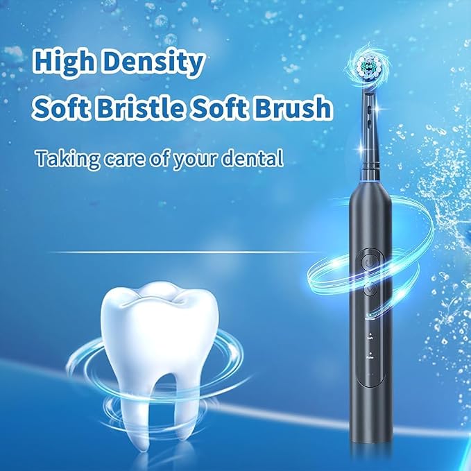Deep Clean Rechargeable Electric Powered Toothbrush, Rechargeable Electric Toothbrush with 8 Brush Heads,Pressure Sensor to Protect Gums