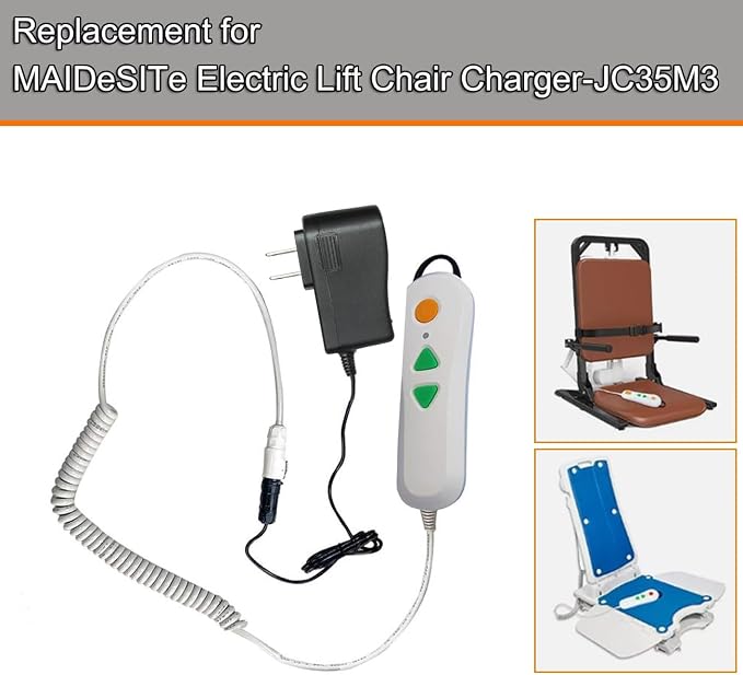 Replacement Charger for MAIDeSITe Electric Lift Chair Charger-JC35M3 JC35M3-003 Class 2 Power Supply Cord Bath Lift Controller Battery Charger