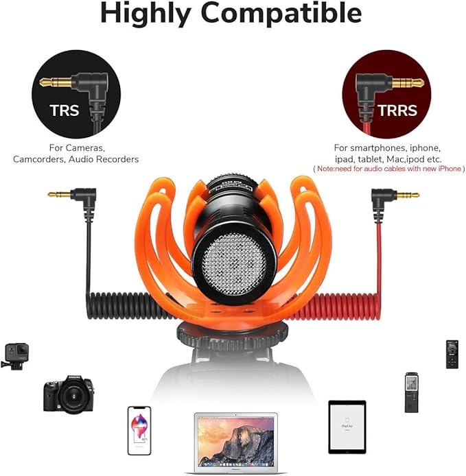 Camera Microphone Shotgun Mic Professional Super Cardioid Video Microphone Perfect for Canon EOS, Nikon DSLR Cameras and Camcorders