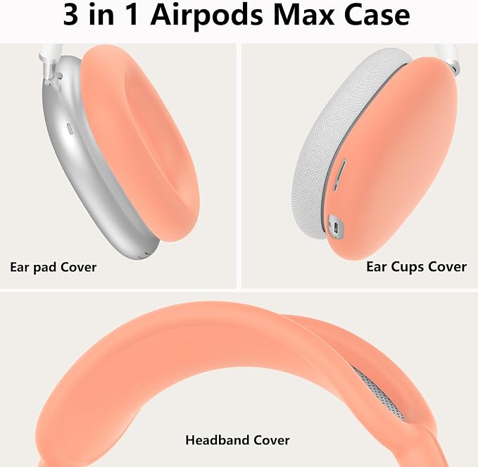 Silicone Case Cover for AirPods Max Headphones,Ear Pad Case Cover/Ear Cups Cover/Headband Cover for AirPods Max 2/1 (2026/2024/2020)(USB-C/Lightning),Silicone Accessories for Apple AirPod Max 2,Salmon