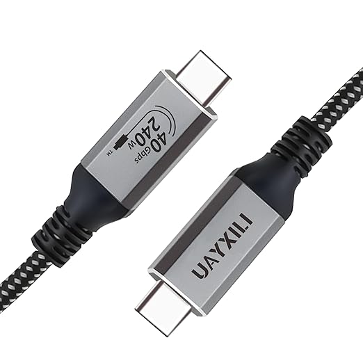USB 4 Cable for Thunderbolt 4 Cable with 240W Fast Charging,40Gbps Data Transfer and 8K@60Hz Video,USB4/USB-C Data Cable Compatible with Thunderbolt 4/3, iPhone15,MacBook (Grey, 6.6FT/2M)