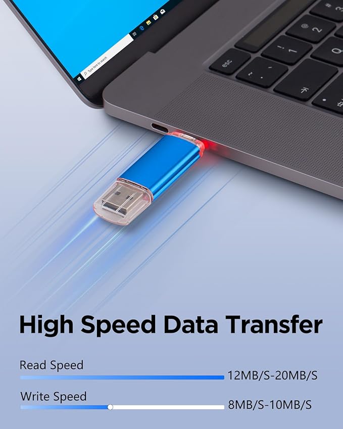 AreTop 4GB USB C Thumb Drive USB 2.0 Dual Flash Drive 2-in-1 Portable Type-C Memory Stick Compatible with iPhone 16/15, Android Smartphone, Computers, MacBook, Tablets, PC, 2 Pack, (Black & Blue)