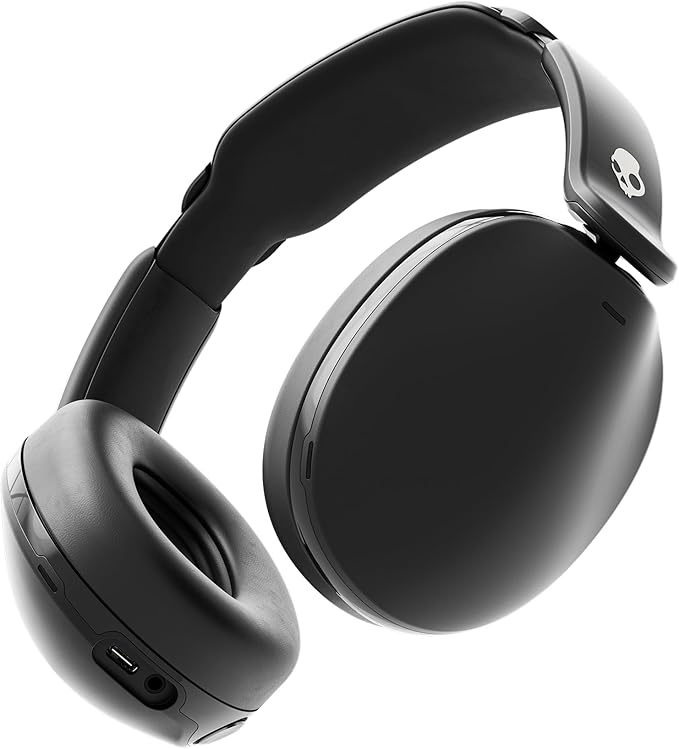 Skullcandy Hesh 360 Wireless Over-Ear Bluetooth Headphones, Up to 100 Hours Battery, Noise Isolating Fit, Flat-Folding Collapsible Design, Microphone iPhone Android - True Black