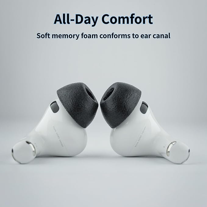 Comply TrueGrip | Premium Memory Foam Replacement Earbud Tips for Apple AirPods Pro Gen 3 | Long Lasting Comfort, Secure Fit, Superior Noise Isolation| Black (S/M/L) (3 Pairs)