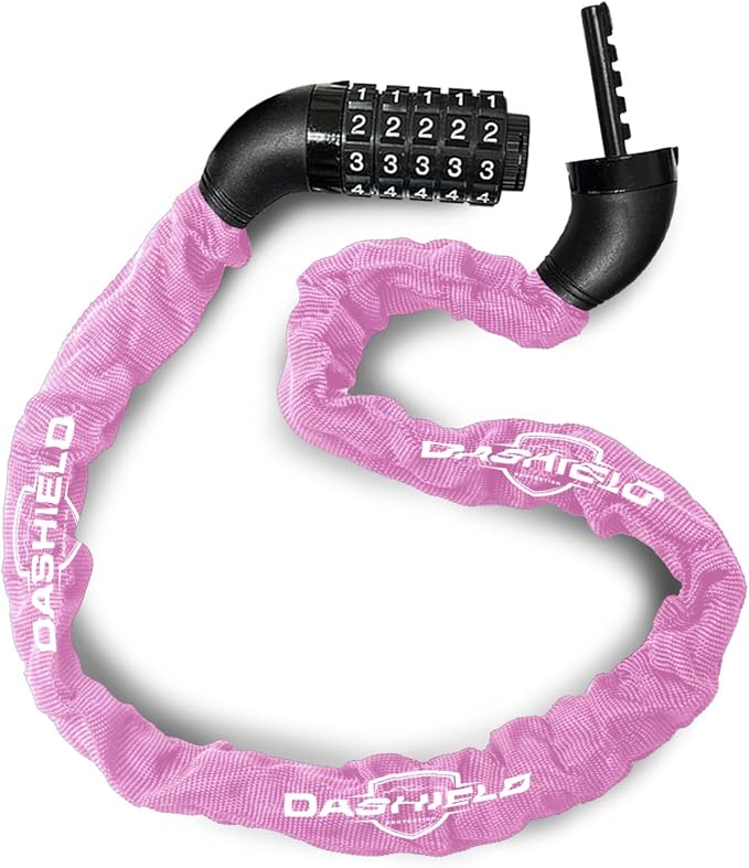 Bike Chain Lock Security 5 Digit Resettable Combination, 51.2 inches Heavy Duty Anti Theft Lock Chain for Bicycle, Motocycle, Scooter, Gate, Fence (Pink, 4.2ft)