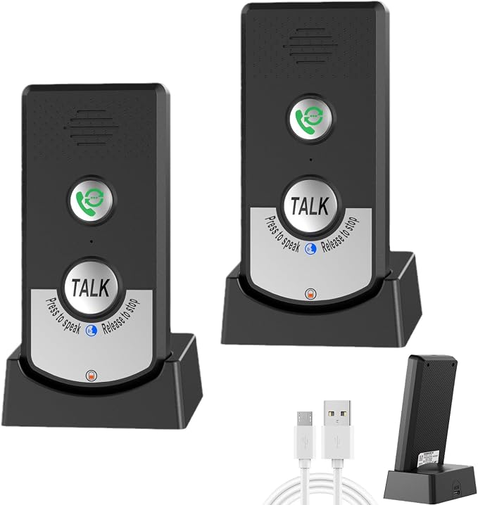 Voice 2Way Intercom Doorbell, Two Way Portable Walkie Talkie Operating at 1000m, Handheld Intercom System, Home Room to Room Communication System for Home Office
