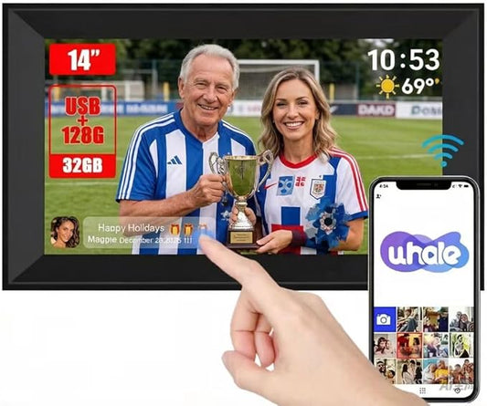 32GB Uhale 14" Digital Picture Frame, Large WiFi Digital Photo Frames, Supports USB/SD Expansion to anadditional 128GBEasy Setup to Share Photos/Videos via Free App Gifts for Women/Gifts for Men