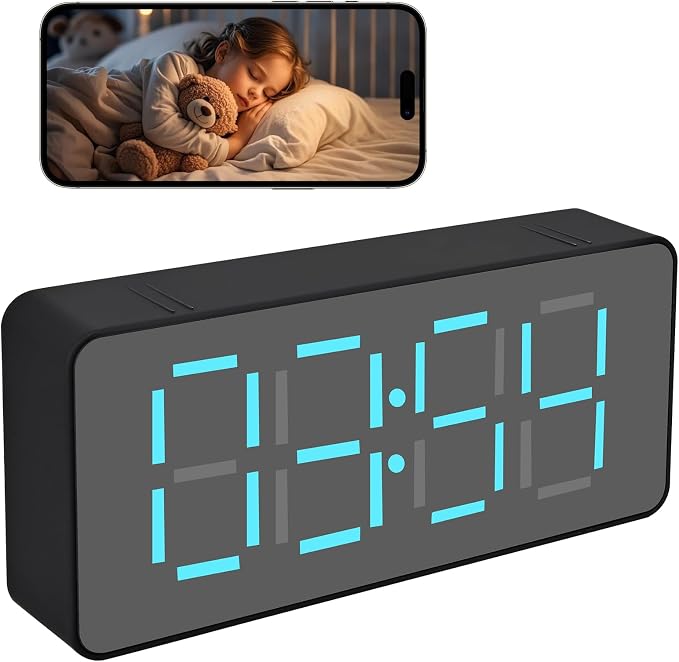 Digital Clock Style Indoor WiFi Camera 1080P HD - Night Vision, Visible Desk Placement for Baby Pet Elderly Monitoring