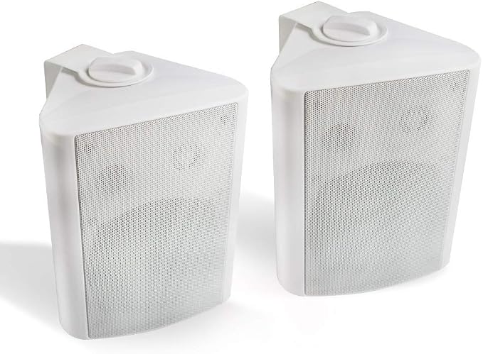 Herdio 5.25 Inch Indoor Outdoor Speakers Wired Waterproof 300 Watt Wall Mount Speakers for Patio, Deck, Garage,Covered Porch All Weather Resistance(A Pair,White)
