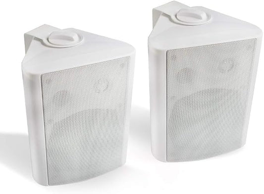 Herdio 5.25 Inch Indoor Outdoor Speakers Wired Waterproof 300 Watt Wall Mount Speakers for Patio, Deck, Garage,Covered Porch All Weather Resistance(A Pair,White)
