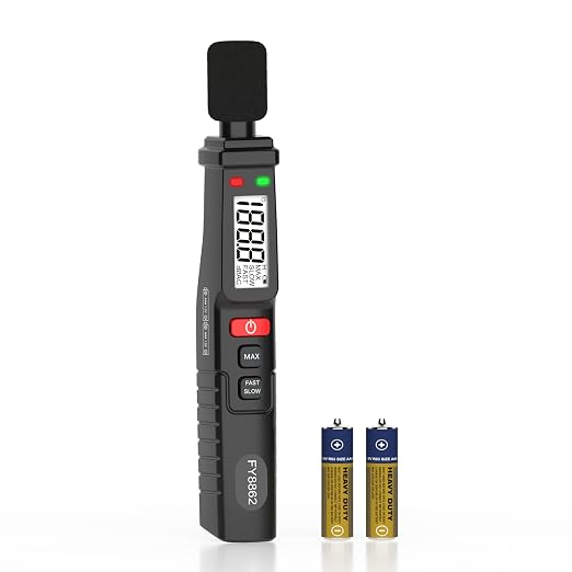 Decibel Meter,Mastfuyi Digital Sound Level Meter Portable Sound Meter 30–130 dB MAX Data Hold with LCD Display Backlight A Weighted for Home,Office,Factory,Noisy Neighbors,Black