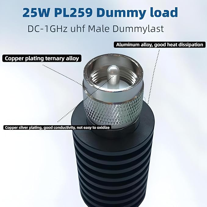 BECEN 25 Watt PL259 Dummy Load - 25W UHF DC to 1.0Ghz 50 ohm Termination Load for Ham Radio Lower VSWR (25 Watt)